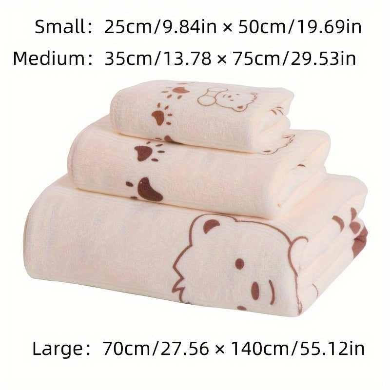 Cartoon bath towels set includes 3 sizes for summer fun!