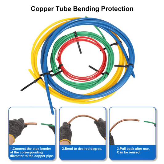 Защитите свои медные трубы с помощью 1шт Air Copper Pipe Protector CT-205. Этот инструмент оснащен инструментом для гибки пластиковых труб PE и обеспечивает 4м защиты от деформации для ваших медных труб. Попрощайтесь с любыми проблемами деформации с этим