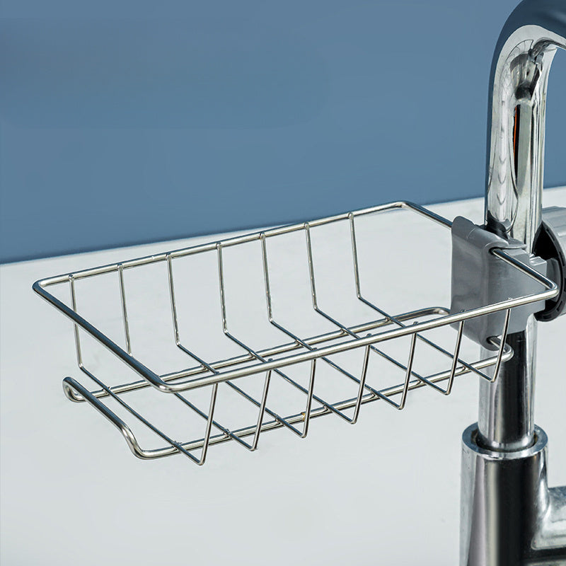 An functional storage solution for your kitchen sink, perfect for keeping sponges, cloths, and various items organized.