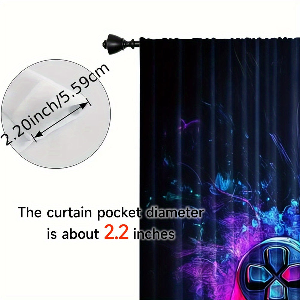 Enhance Your Gaming Space with Game Controller Themed Blackout Curtains - Set of 2 Polyester Panels for Bedroom or Living Room, Suitable for Ages 14 and Up, Easy to Hang Rod Pocket Window Treatment - Add a Pop of Vibrant Video Game Style to Your Home