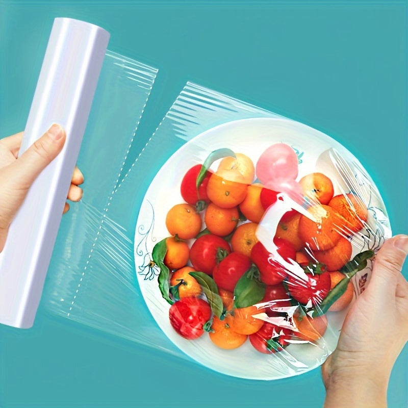 Safe Plastic Food Wrap Free of BPA, Easy to Tear 1 Sheet Cling Film, Pre-Cut Segmented for Convenient Use, Guaranteed Food Contact Safety