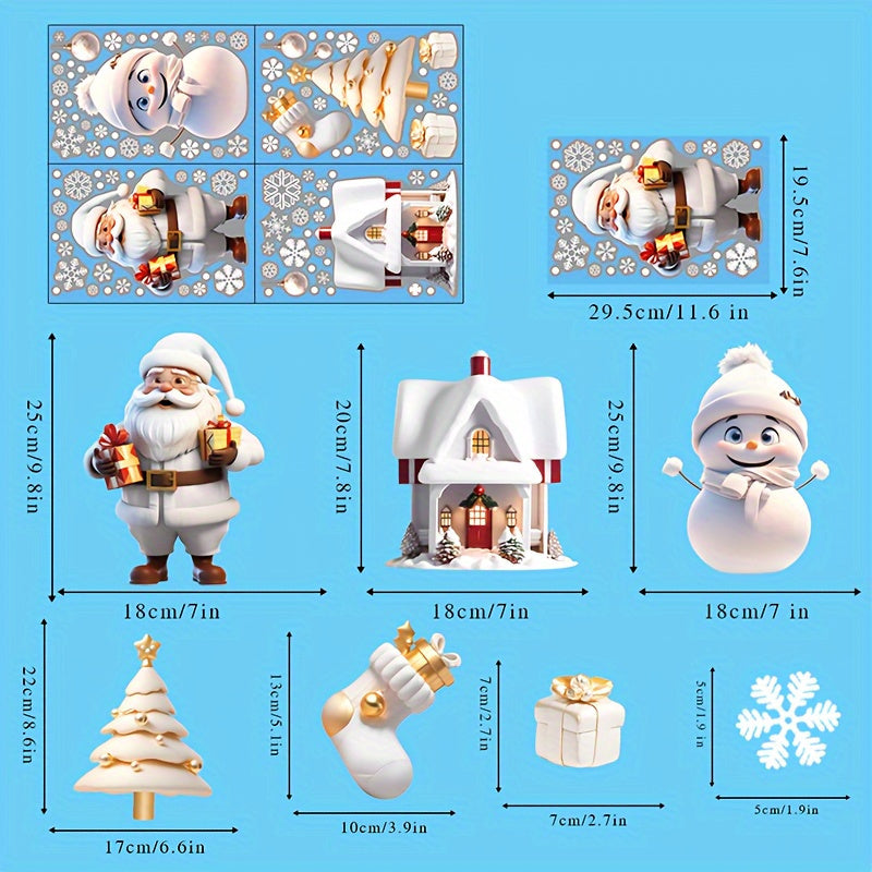 Set the scene for Christmas with this festive window cling set, featuring Santa, snowman, and holiday themes. Perfect for adding a touch of sparkle to your home or party celebrations. Get into the holiday spirit with these charming decorations.