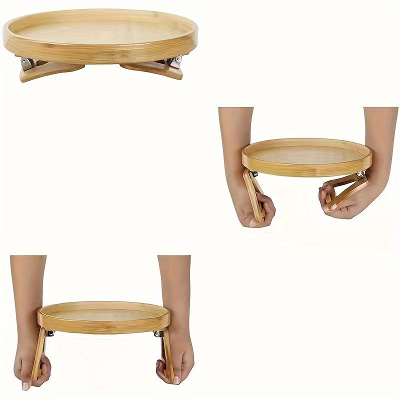 Bamboo Sofa Arm Tray - A versatile and dependable side table, made of durable hardwood in a natural wood finish. Compact size of 24.99cm x 13.0cm, no need for power, offers instant stability.