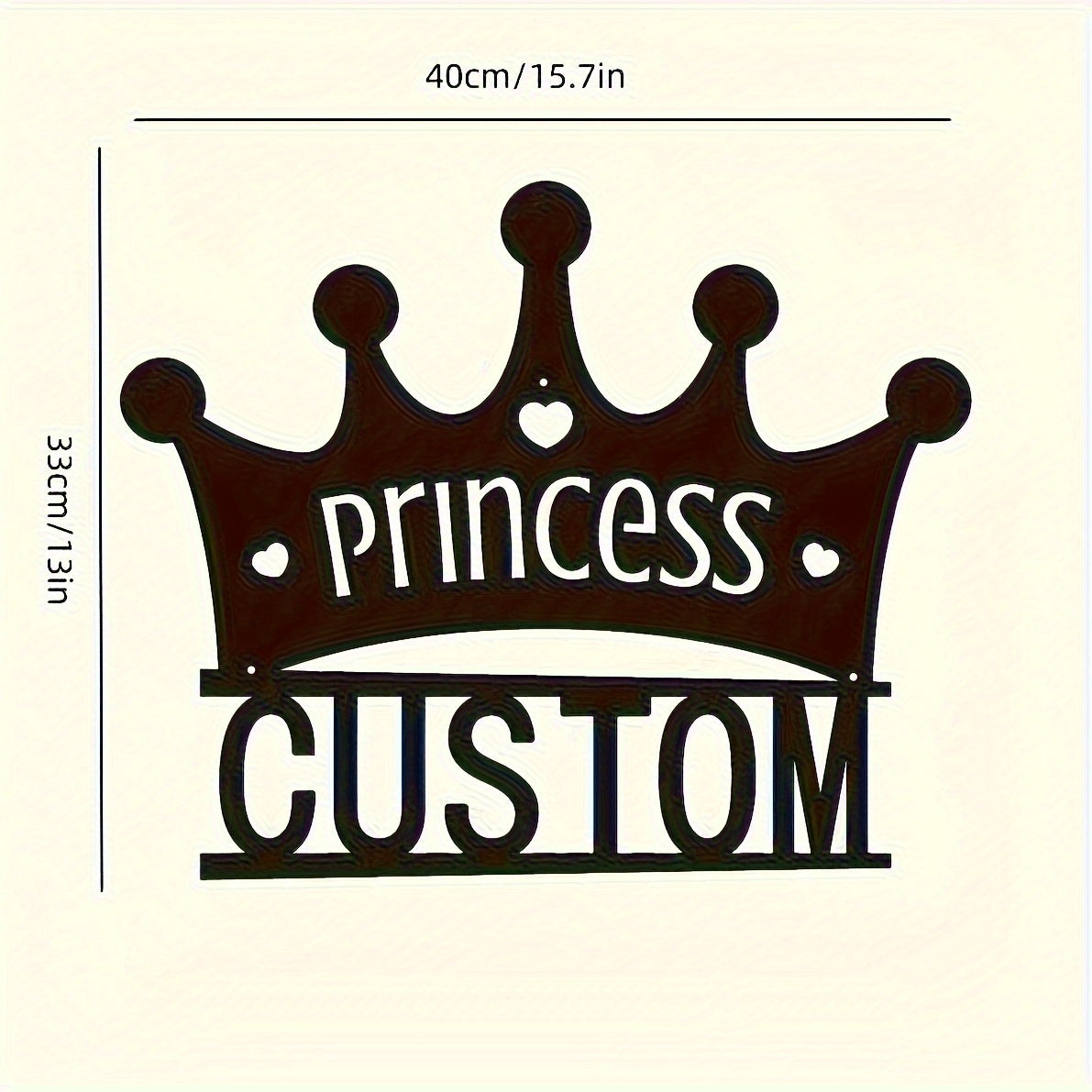 Customized Princess Crown Metal Wall Decor with a Classic Black Finish - Add a Personalized Touch to Your Bedroom, Living Room or Youngsters' Room