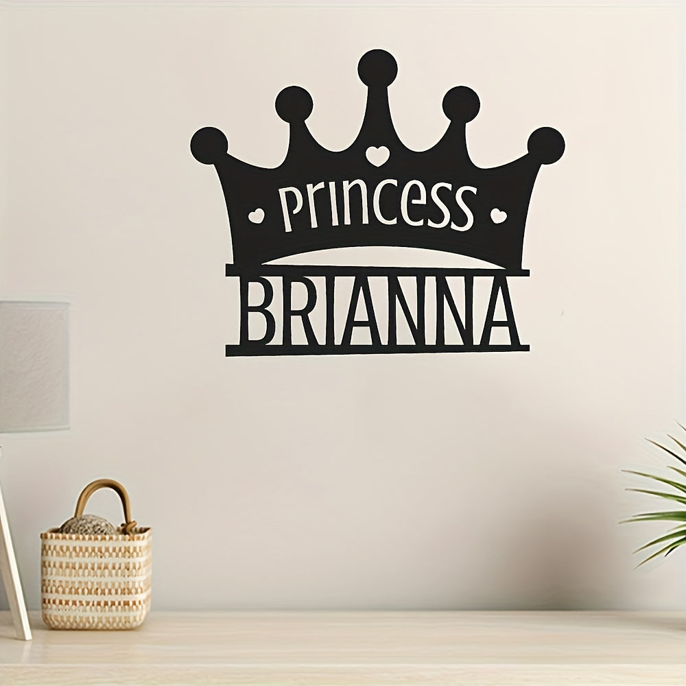 Customized Princess Crown Metal Wall Decor with a Classic Black Finish - Add a Personalized Touch to Your Bedroom, Living Room or Youngsters' Room