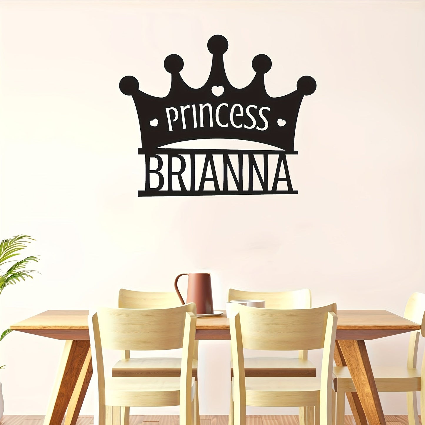 Customized Princess Crown Metal Wall Decor with a Classic Black Finish - Add a Personalized Touch to Your Bedroom, Living Room or Youngsters' Room