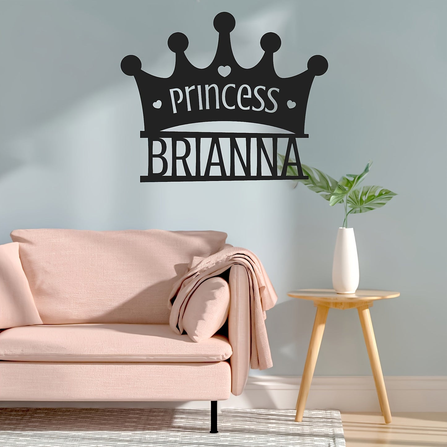 Customized Princess Crown Metal Wall Decor with a Classic Black Finish - Add a Personalized Touch to Your Bedroom, Living Room or Youngsters' Room