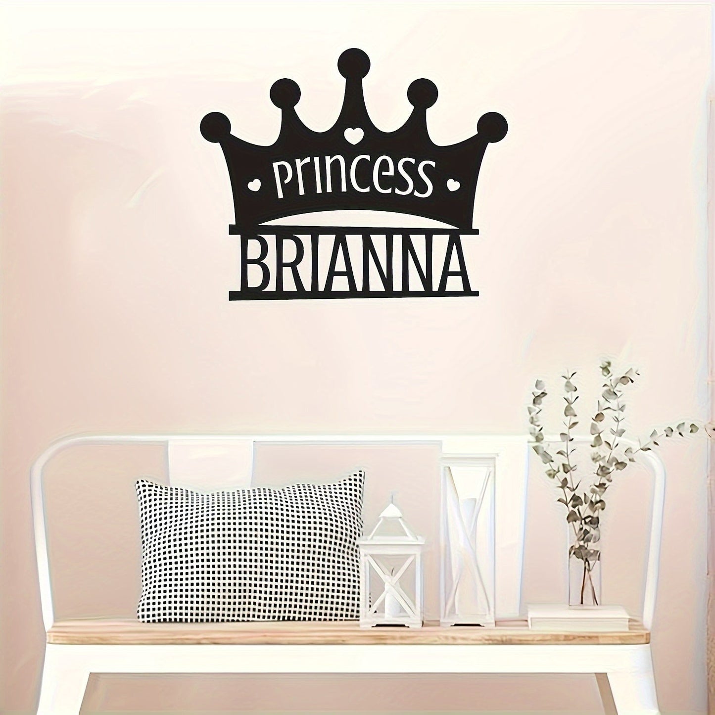 Customized Princess Crown Metal Wall Decor with a Classic Black Finish - Add a Personalized Touch to Your Bedroom, Living Room or Youngsters' Room