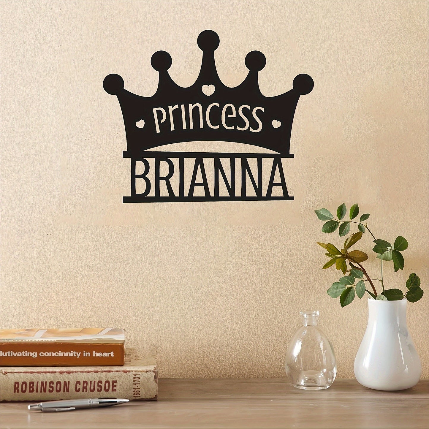 Customized Princess Crown Metal Wall Decor with a Classic Black Finish - Add a Personalized Touch to Your Bedroom, Living Room or Youngsters' Room