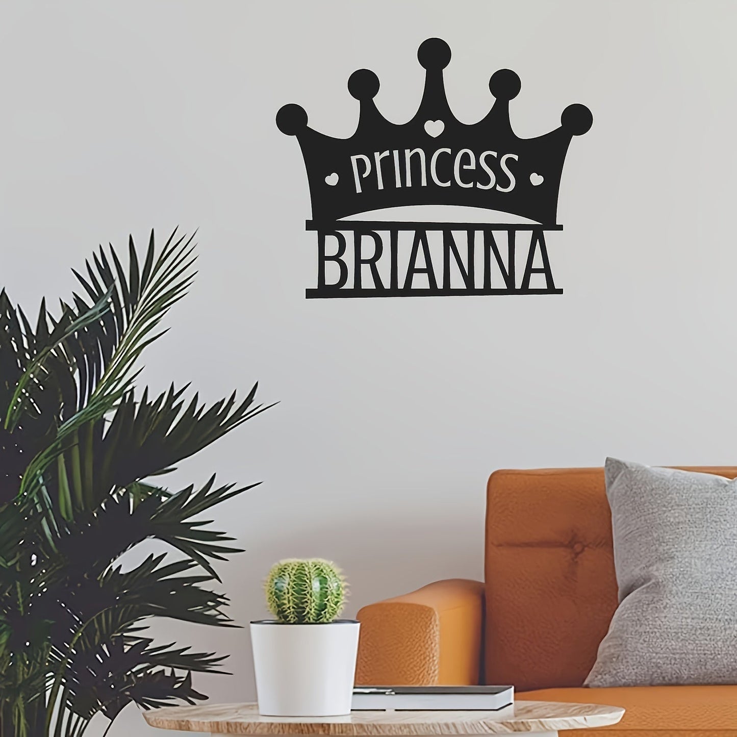 Customized Princess Crown Metal Wall Decor with a Classic Black Finish - Add a Personalized Touch to Your Bedroom, Living Room or Youngsters' Room