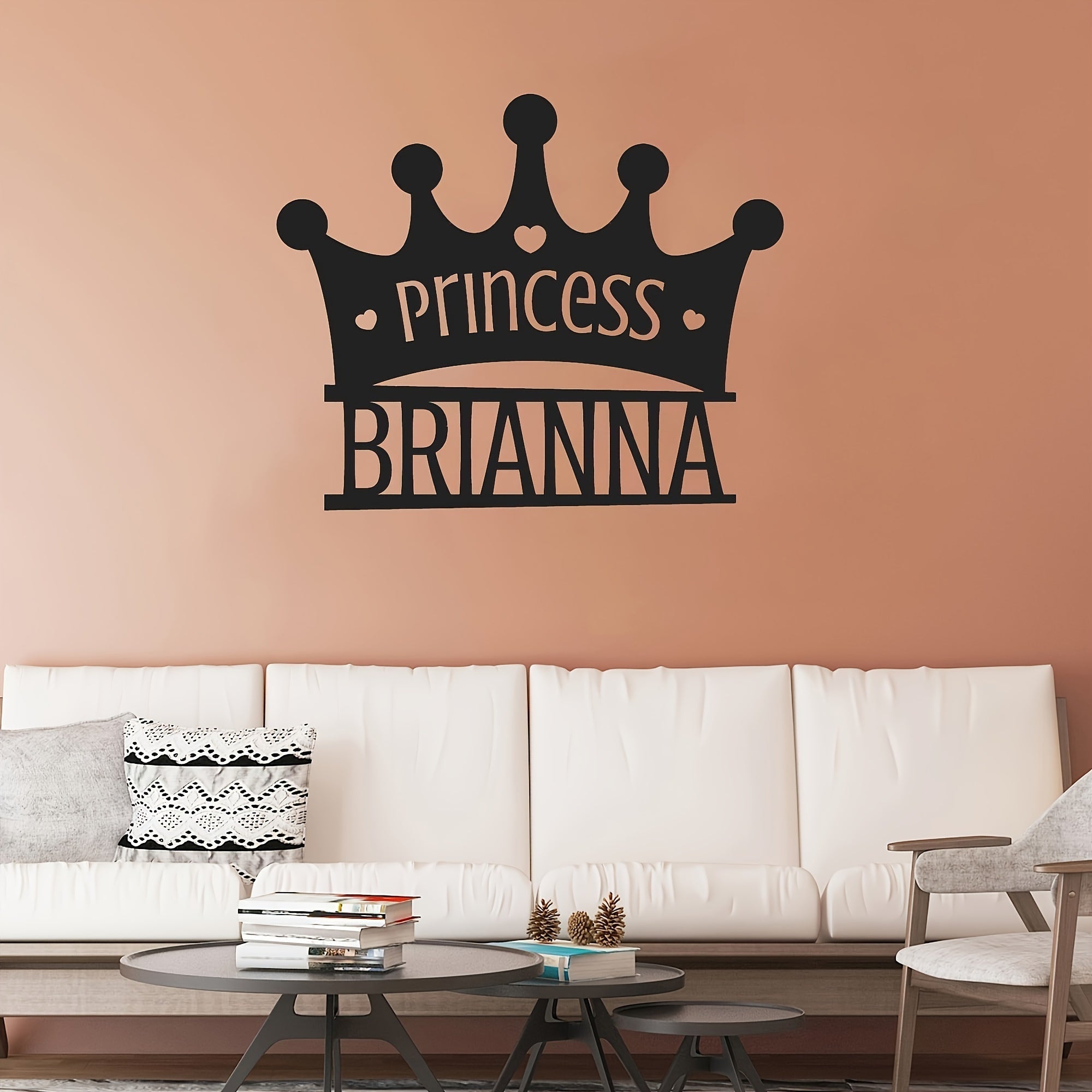 Customized Princess Crown Metal Wall Decor with a Classic Black Finish - Add a Personalized Touch to Your Bedroom, Living Room or Youngsters' Room