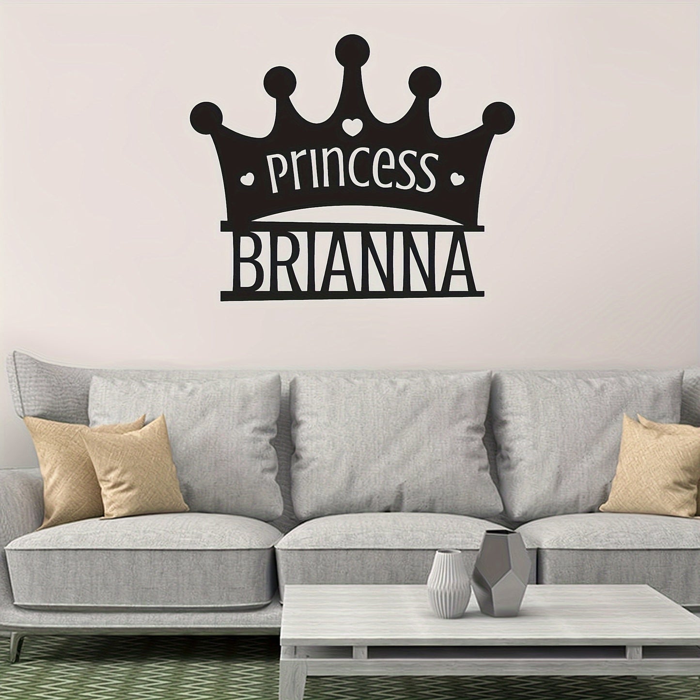 Customized Princess Crown Metal Wall Decor with a Classic Black Finish - Add a Personalized Touch to Your Bedroom, Living Room or Youngsters' Room