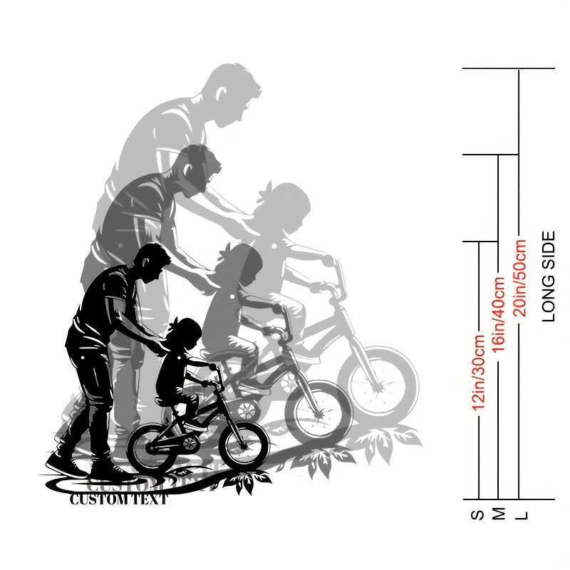 Черное настраиваемое металлическое настенное искусство для урока велоспорта отца - Простая установка | Идеально для декора спальни