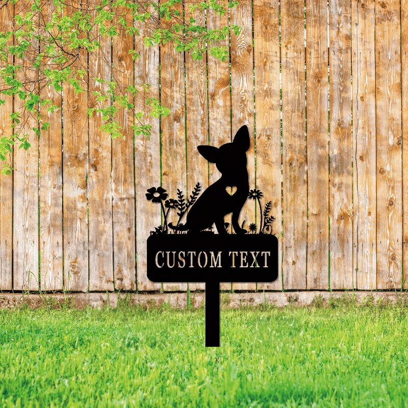 Durable Engraved Dog & Cat Tribute Garden Stake: Personalized Metal Pet Memorial - Outdoor Sympathy Gift with Paw Print & Heart Design - Suitable for Ages 14+ - Black