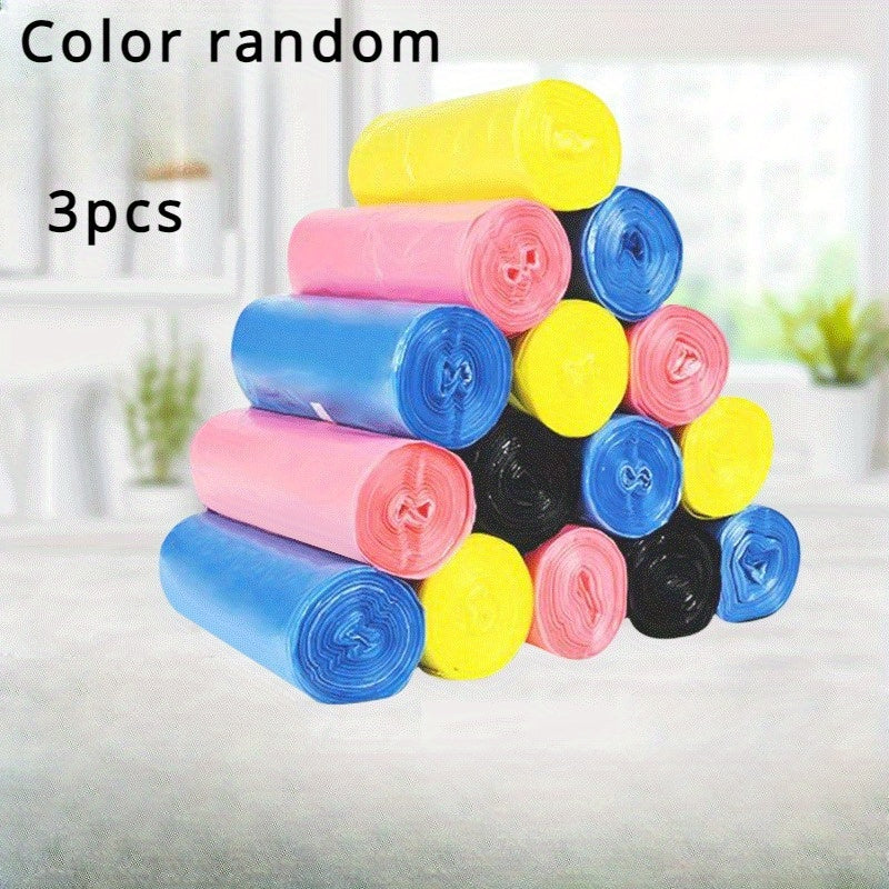 Household Garbage Bags: 3 or 7 Pieces, Disposable, Rollable, Colorful, Flat Pouches in Random Colors