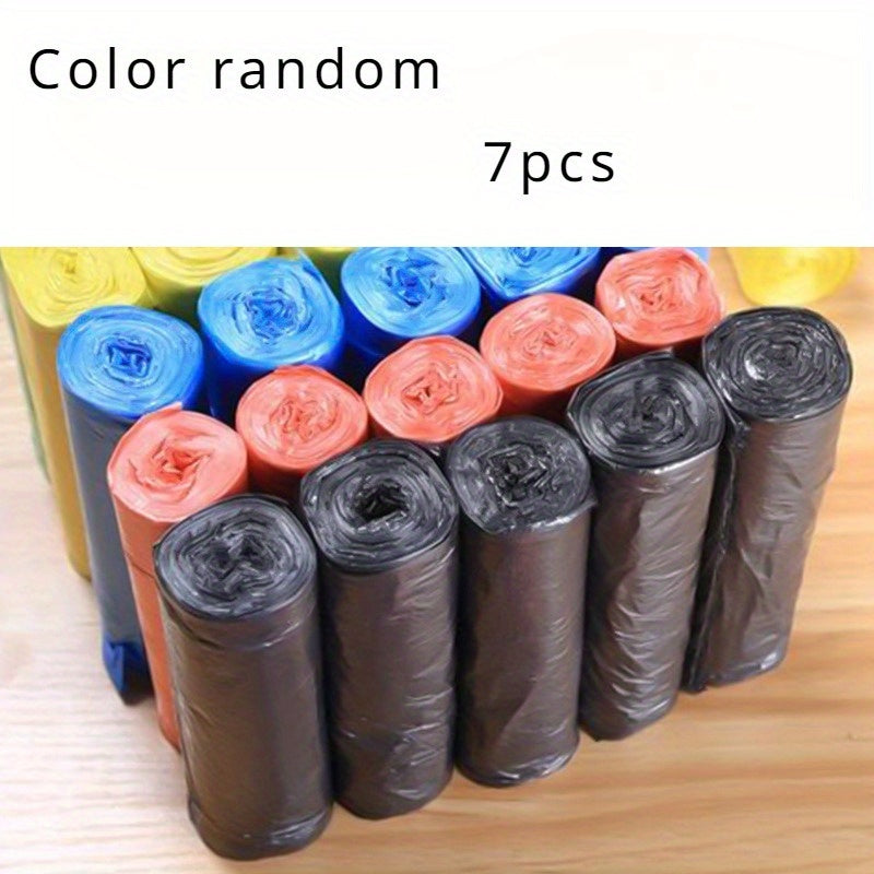 Household Garbage Bags: 3 or 7 Pieces, Disposable, Rollable, Colorful, Flat Pouches in Random Colors