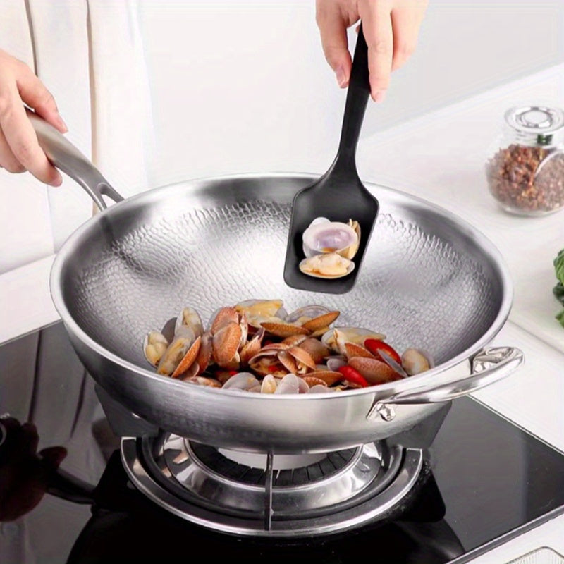 Baichang 1 Piece Stainless Steel Frying Pan with Hammered Pattern, Non-Stick Cast Iron Skillet for Cooking Eggs and Stir-Fry, High-Quality Kitchen Cookware Accessory