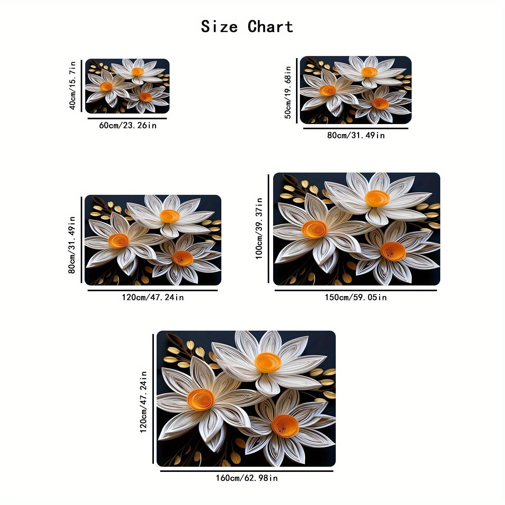 Floral Kitchen Floor Mat featuring a 3D White Flower Design - 1pc Thick and 1.1cm in Thickness. Made from Non-Slip and Wear-Resistant Polyester material, this mat is machine washable. Suitable for Kitchen, Living Room, Entryway, Balcony Decor, and can