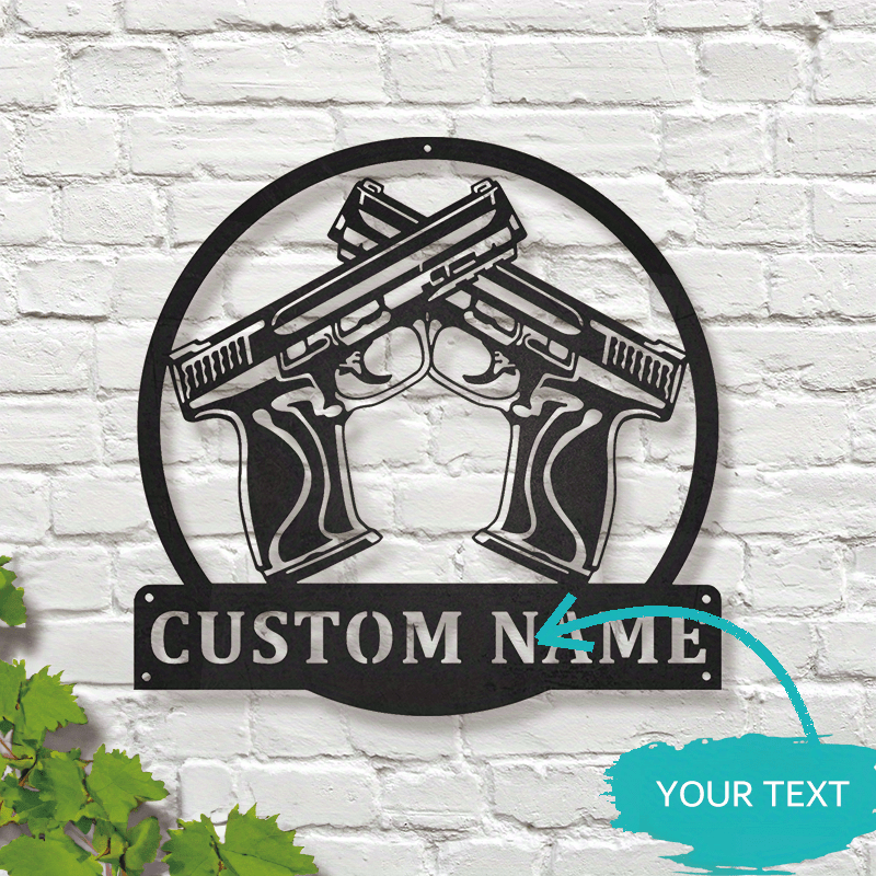 Personalized Gun Metal Wall Art with Custom Name - Stylish Black Decor Sign for Home or Office