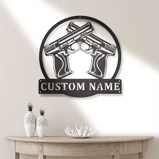 Personalized Gun Metal Wall Art with Custom Name - Stylish Black Decor Sign for Home or Office