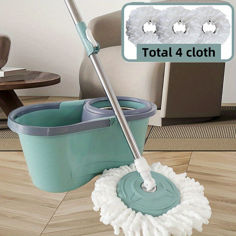 Get the 1 Set Dual Power Spin Mop and Bucket, perfect for cleaning wet or dry floors, tiles, and wood. This super absorbent set is durable and easy to use, making it an ideal cleaning tool for any room in your home. Made of plastic material, it is