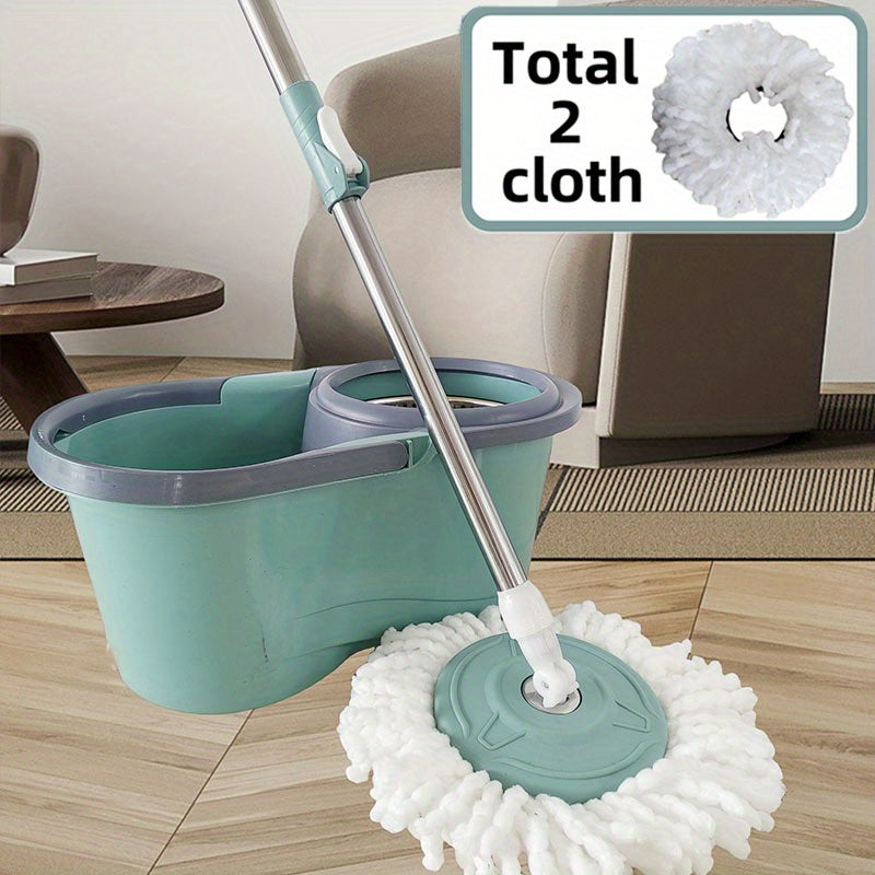 Get the 1 Set Dual Power Spin Mop and Bucket, perfect for cleaning wet or dry floors, tiles, and wood. This super absorbent set is durable and easy to use, making it an ideal cleaning tool for any room in your home. Made of plastic material, it is