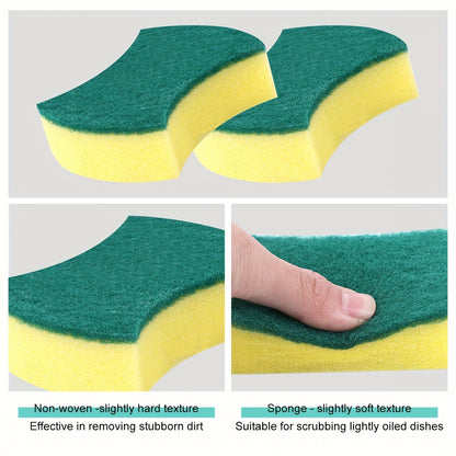 50-100 versatile cleaning sponges with double-sided scouring pads for home, dishwashing, and kitchen use. Durable, non-scratch, absorbent cleaning tools.