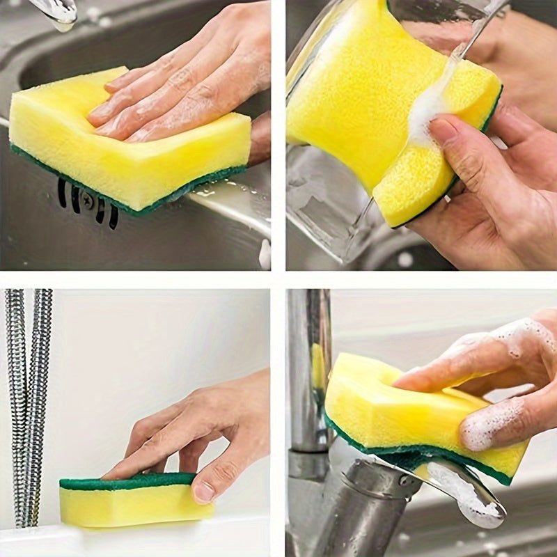 50-100 versatile cleaning sponges with double-sided scouring pads for home, dishwashing, and kitchen use. Durable, non-scratch, absorbent cleaning tools.