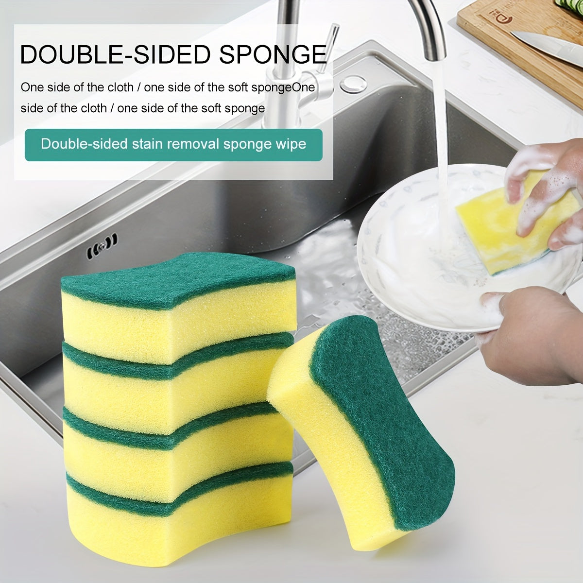 50-100 versatile cleaning sponges with double-sided scouring pads for home, dishwashing, and kitchen use. Durable, non-scratch, absorbent cleaning tools.