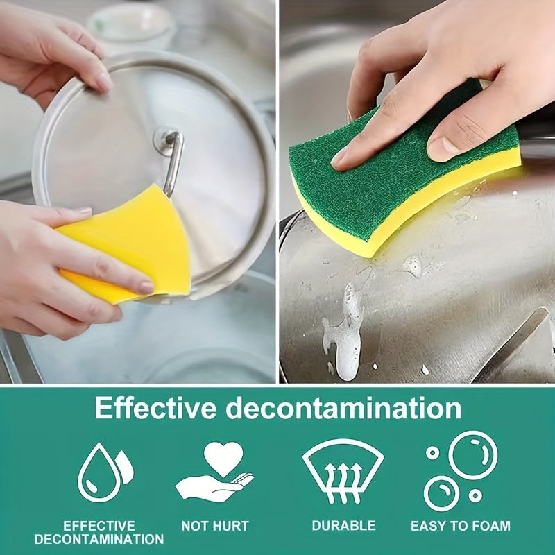 50-100 versatile cleaning sponges with double-sided scouring pads for home, dishwashing, and kitchen use. Durable, non-scratch, absorbent cleaning tools.