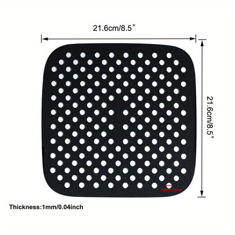 Household Pot Mat Set - Includes 2/3 Pieces of Square Shelf Mats for Thermal Insulation and Anti-Scald Protection. Can be used as Placemats, Coasters, Table Mats, or Thermal Insulation Pads. Reusable Silicone Air Fryer Liner included (Square 21.59 cm).