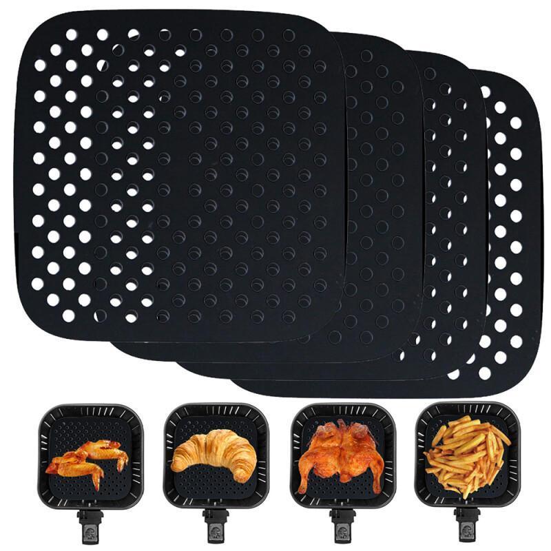 Household Pot Mat Set - Includes 2/3 Pieces of Square Shelf Mats for Thermal Insulation and Anti-Scald Protection. Can be used as Placemats, Coasters, Table Mats, or Thermal Insulation Pads. Reusable Silicone Air Fryer Liner included (Square 21.59 cm).