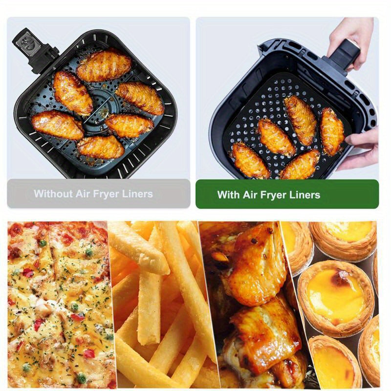 Household Pot Mat Set - Includes 2/3 Pieces of Square Shelf Mats for Thermal Insulation and Anti-Scald Protection. Can be used as Placemats, Coasters, Table Mats, or Thermal Insulation Pads. Reusable Silicone Air Fryer Liner included (Square 21.59 cm).