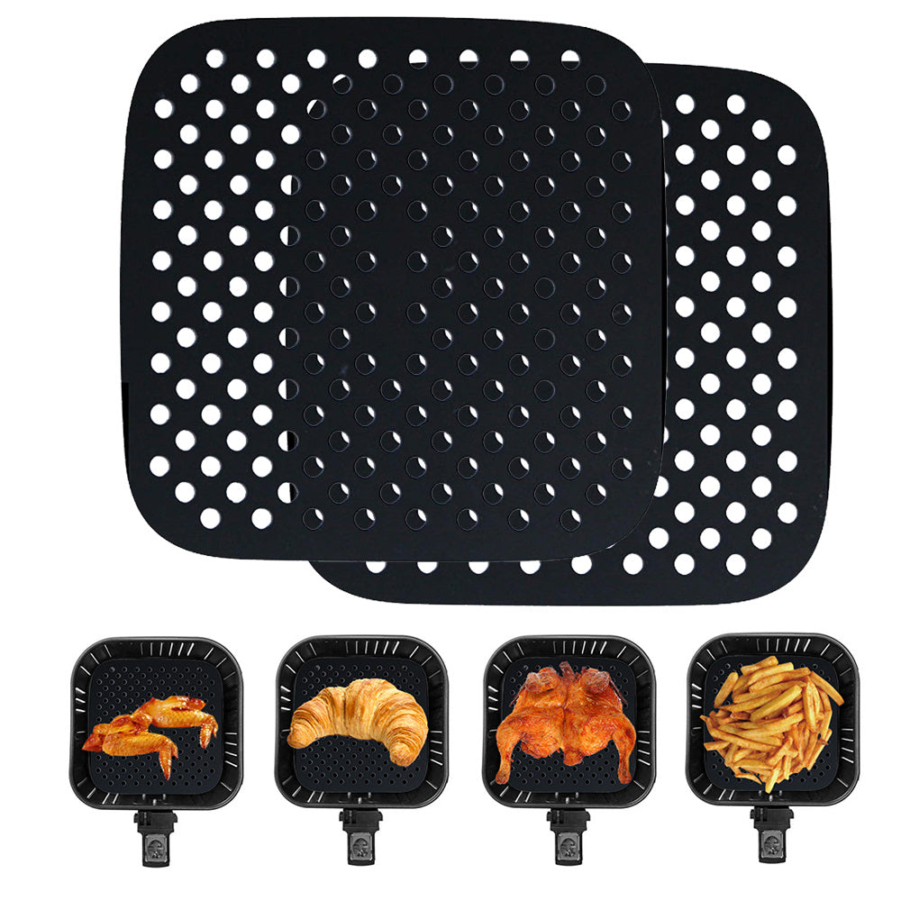 Household Pot Mat Set - Includes 2/3 Pieces of Square Shelf Mats for Thermal Insulation and Anti-Scald Protection. Can be used as Placemats, Coasters, Table Mats, or Thermal Insulation Pads. Reusable Silicone Air Fryer Liner included (Square 21.59 cm).