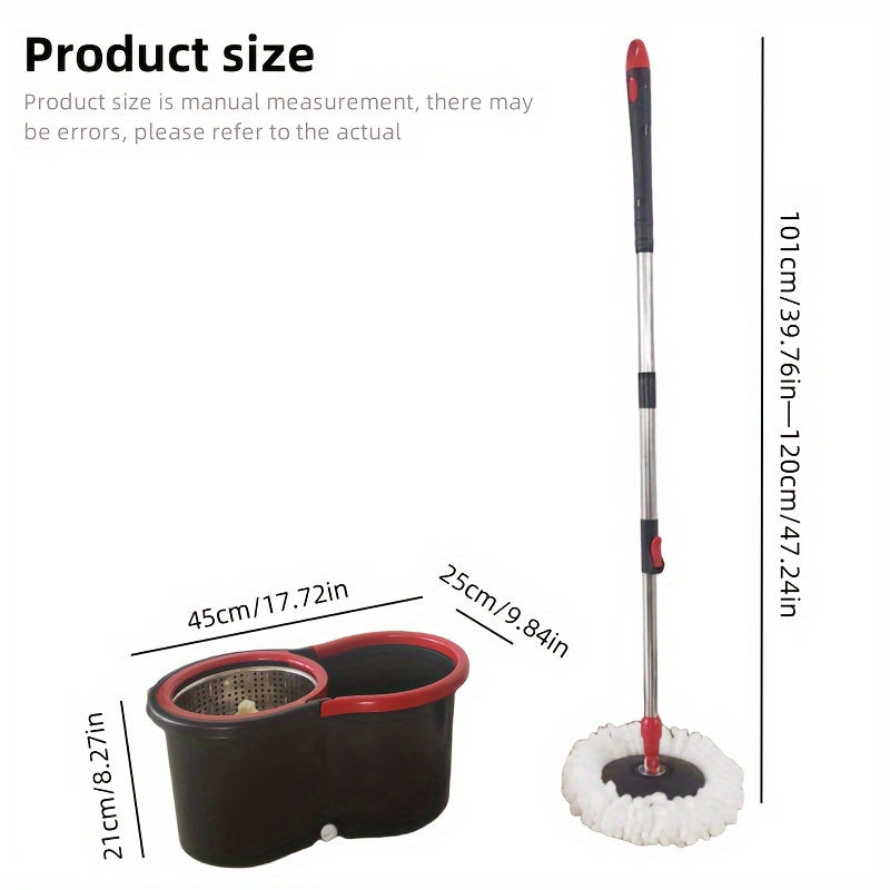 Introducing the 1set Dual-Action Wet and Dry Spin Mop with Dual-Drive Bucket! This easy-to-use, efficient floor cleaning system is perfect for home and commercial use. Made of durable plastic, it is suitable for use in the living room, bedroom, bathroom