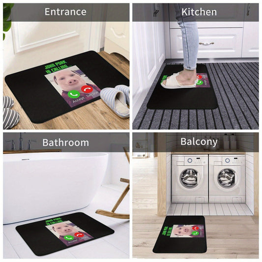 John Pork's Hilarious Call Bath Mat - Non-Slip, Easy-Clean Polyester Rug for Funny Home Decor, Ideal Christmas Present, Bathroom Humor Rugs