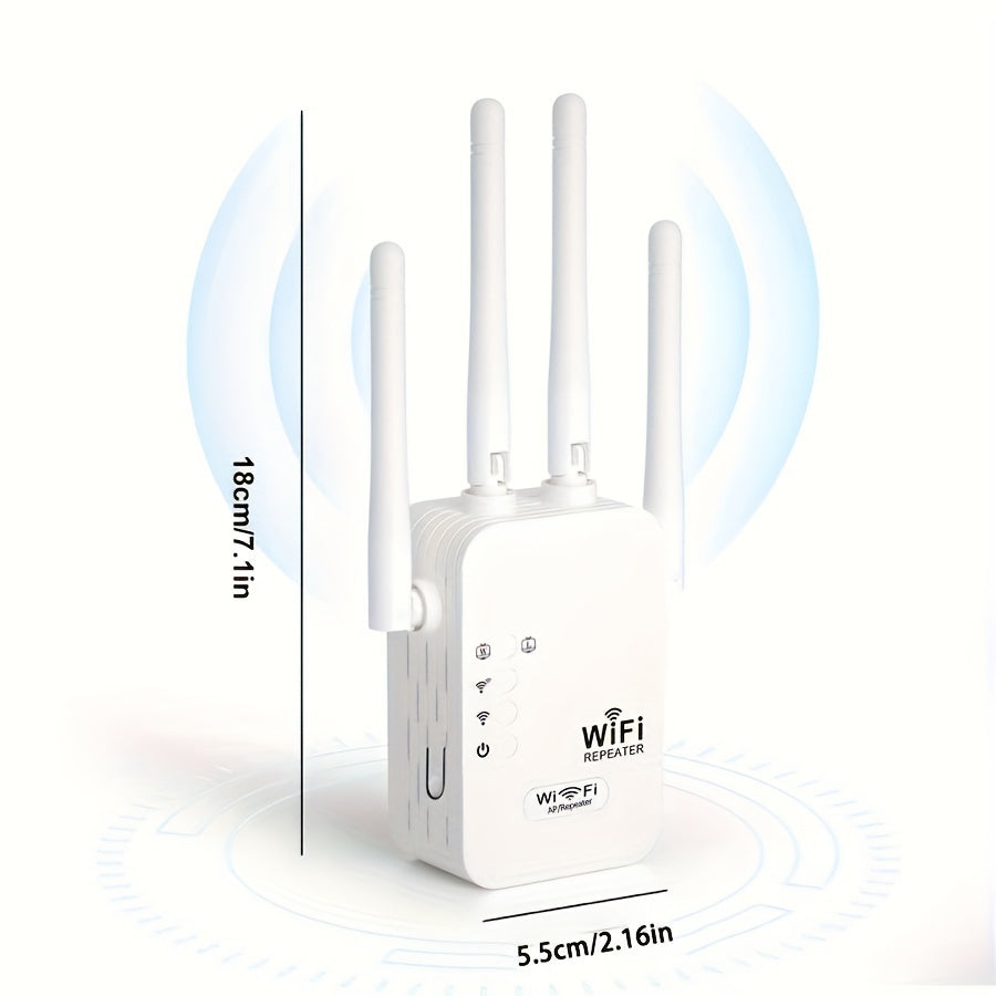 2024 High-Speed WiFi Extender with Dual Band, 1200Mbps, 4 Antennas, AP Mode, Ethernet Port.