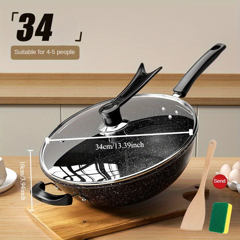 This versatile stone skillet is non-stick and ideal for stir-frying and making sauces. It is compatible with all types of stovetops.