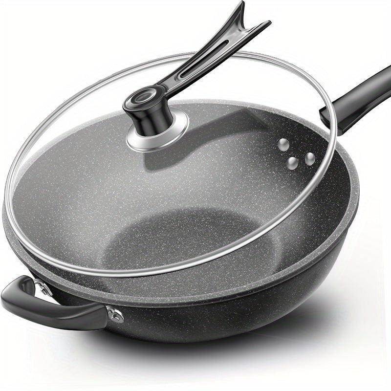 This versatile stone skillet is non-stick and ideal for stir-frying and making sauces. It is compatible with all types of stovetops.