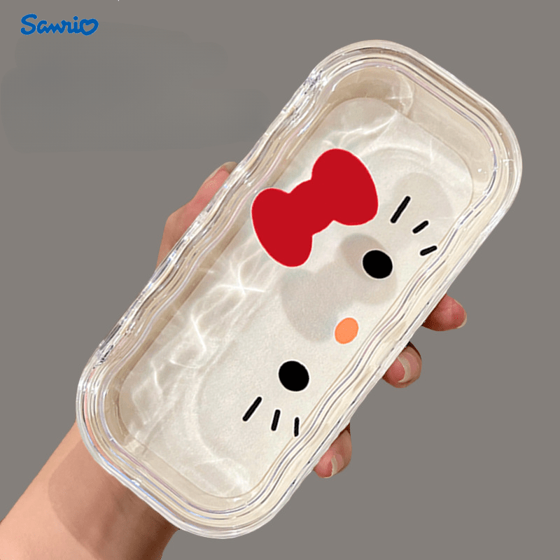 Introducing the Hello Kitty 2024 New Fashion Ins Portable Anti-Press Foldable Clear Glasses Case with Bow And Non-Slip Grip - made with high-quality ABS plastic material for ultimate durability, no power needed!