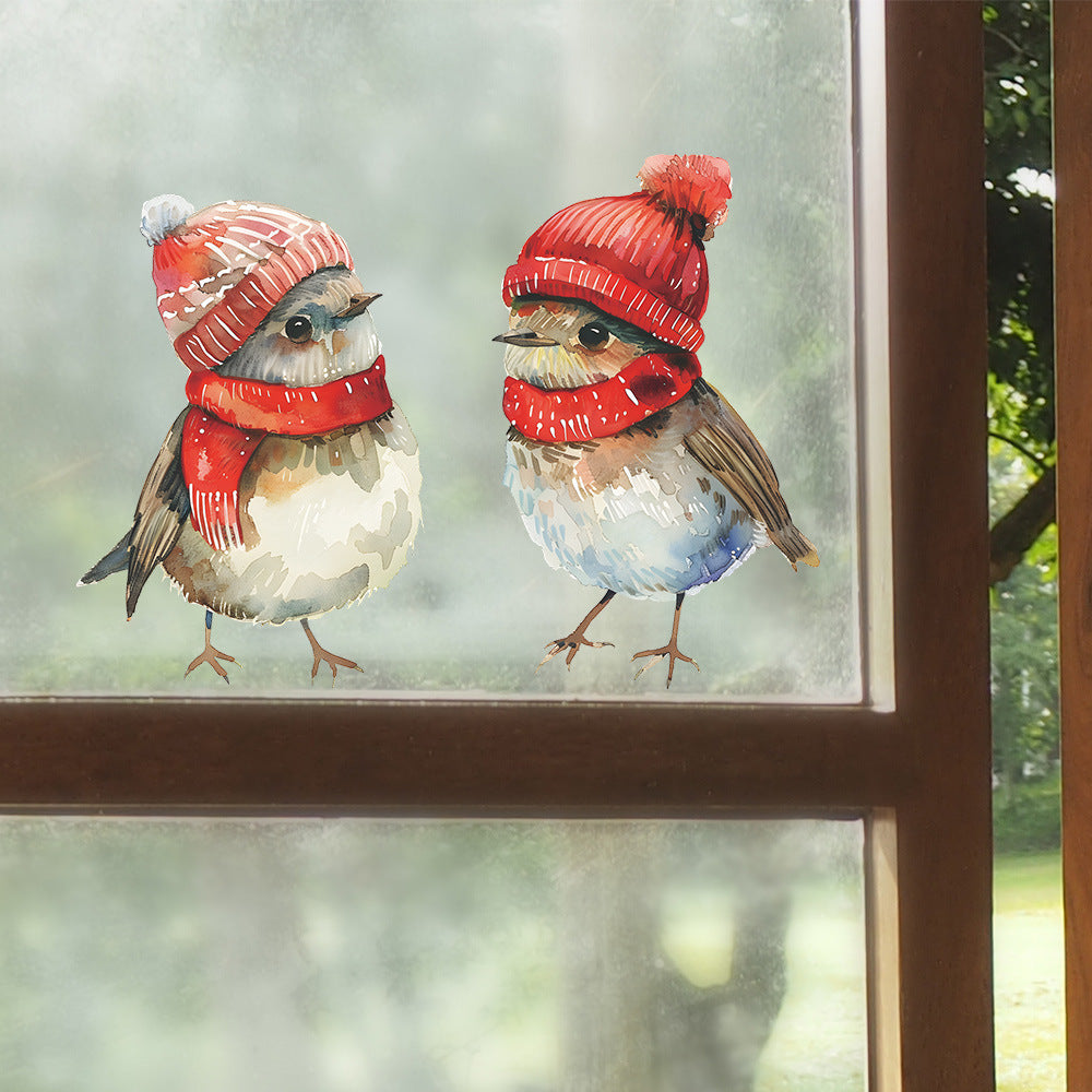 Christmas Merry Bird Window Stickers - Festive Decor for Home, Bathroom, Bedroom, and Balcony