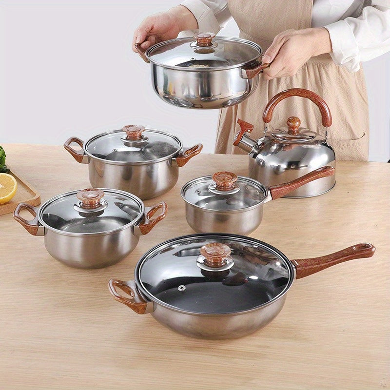 The Versatile Stainless Steel Cookware Set - Ideal for Home Kitchens and Entertaining at Dinner Parties