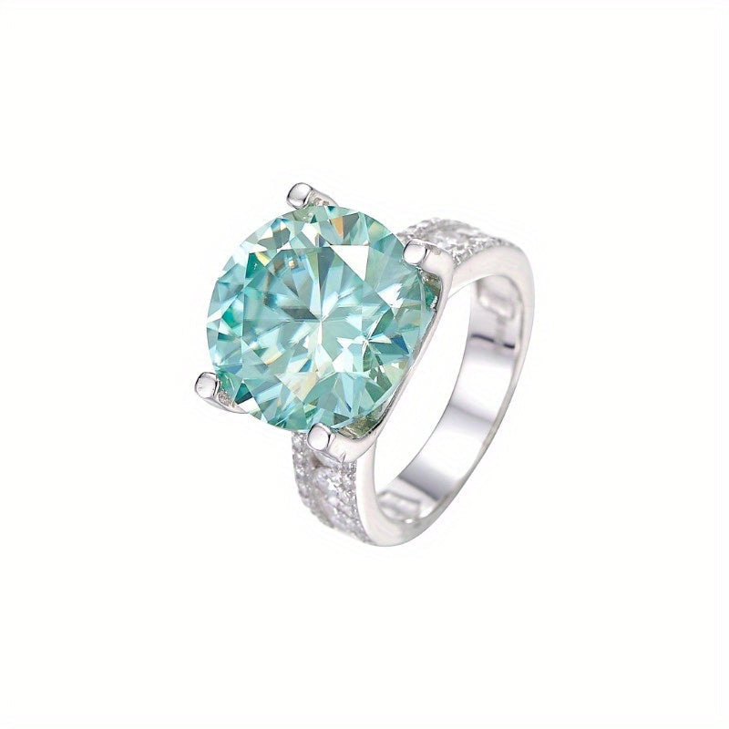 This stunning 10CT Teal Moissanite Engagement Ring features a sparkling 925 silver band, making it the ideal choice for weddings, parties, and as a December birthstone gift.