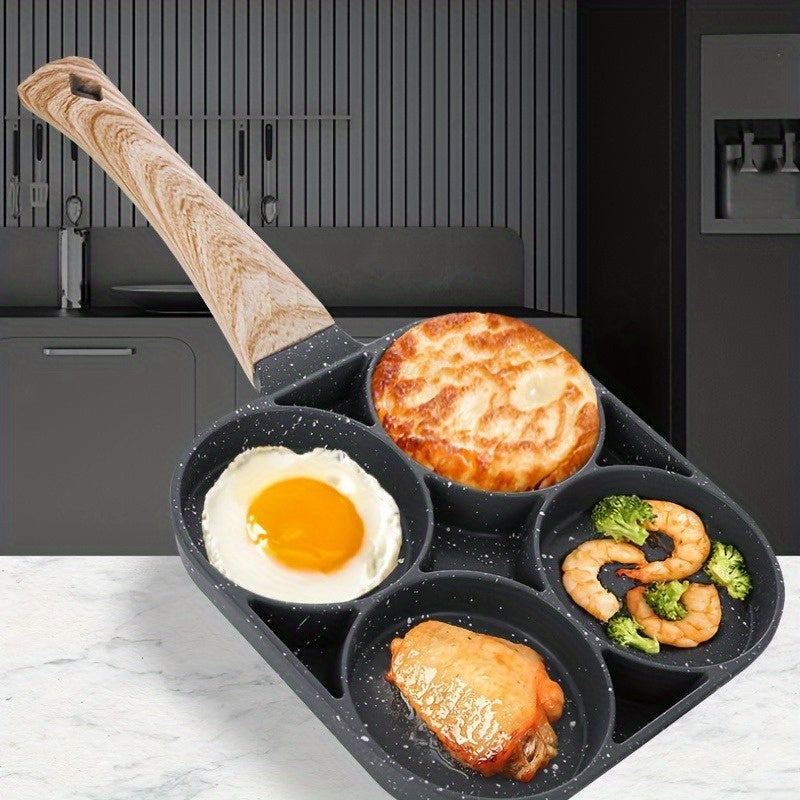 A multi-purpose frying pan that is non-stick and perfect for cooking eggs, pancakes, and steaks. Comes with a stylish wooden handle.