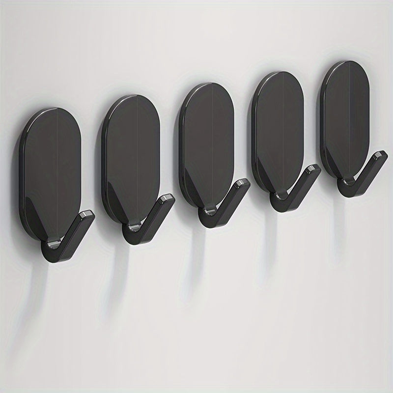 5/10 Heavy-Duty Adhesive Hooks for Bathroom & Toilet - No Drill, Waterproof, Durable Abs - Ideal for Towels, Robes & More