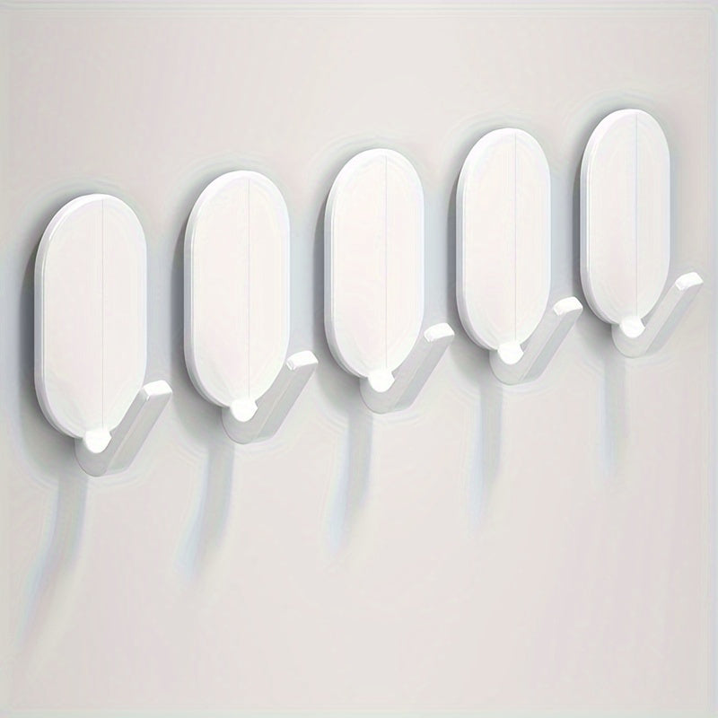 5/10 Heavy-Duty Adhesive Hooks for Bathroom & Toilet - No Drill, Waterproof, Durable Abs - Ideal for Towels, Robes & More