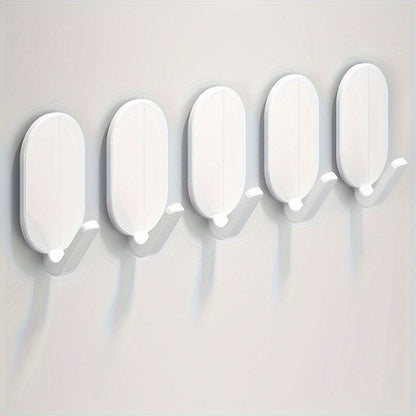 5/10 Heavy-Duty Adhesive Hooks for Bathroom & Toilet - No Drill, Waterproof, Durable Abs - Ideal for Towels, Robes & More