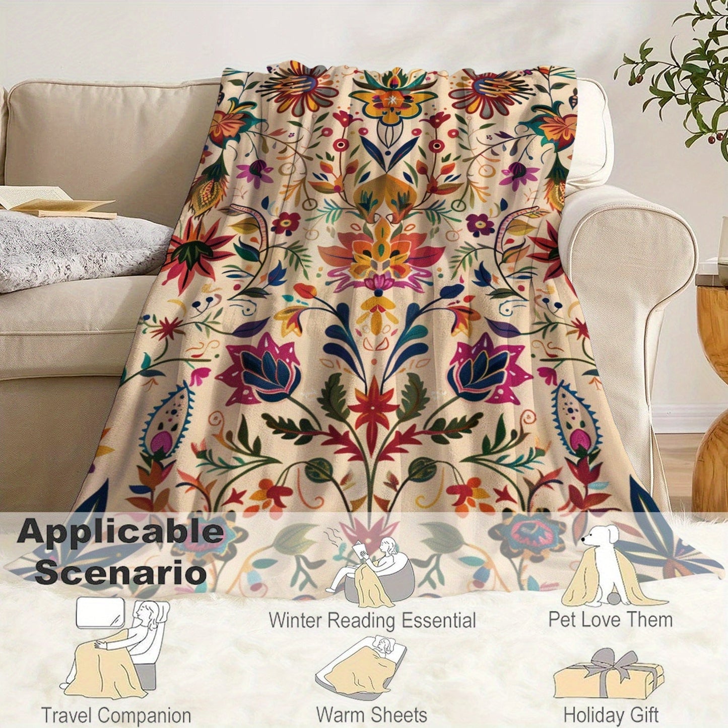 Arabian-inspired Flannel Throw Blanket - Soft, Cozy, and Versatile for Bed, Sofa, Office, or Camping | Lightweight, Warm, and Suitable for All Seasons, Gifting, or Travel.