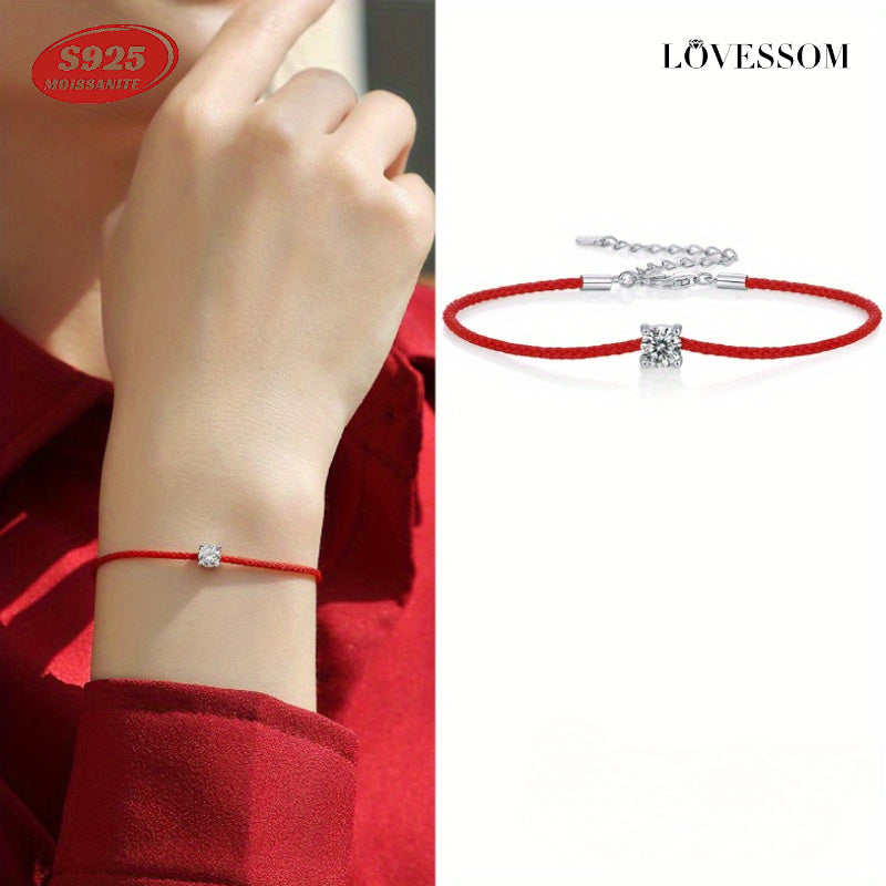 New 0.5 Carat Moissanite Guardian Rope Bracelet Fashionably Retro Couple's Silver Bracelet, Perfect for Daily Gifts, Halloween, Christmas, and Thanksgiving. Comes with Gift Box and weighs approximately 1.24g.