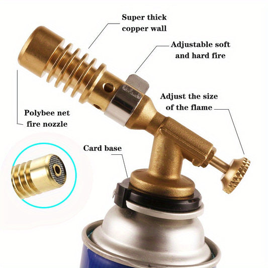 Dual-Tube Copper Flame Gun for BBQ, Welding & Soldering - Portable and Durable with Adjustable Spray Nozzle and Polybeebeenet Design for Efficient Heat Transfer.